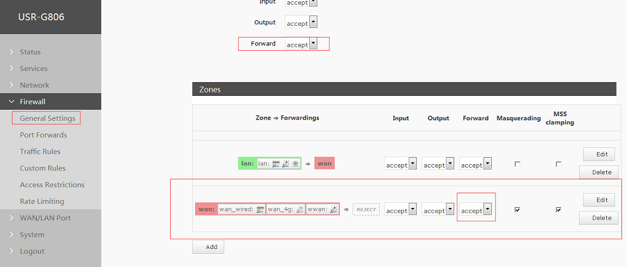 configure G800 Web Server-Configure Firewall