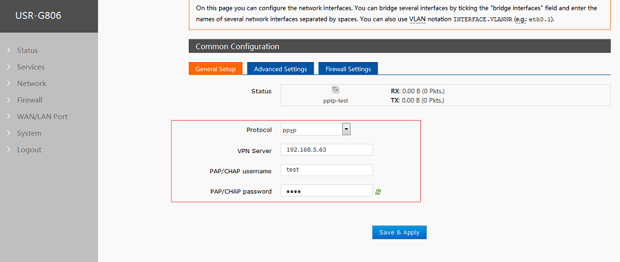 configure G800 Web Server-Configure VPN Client interface