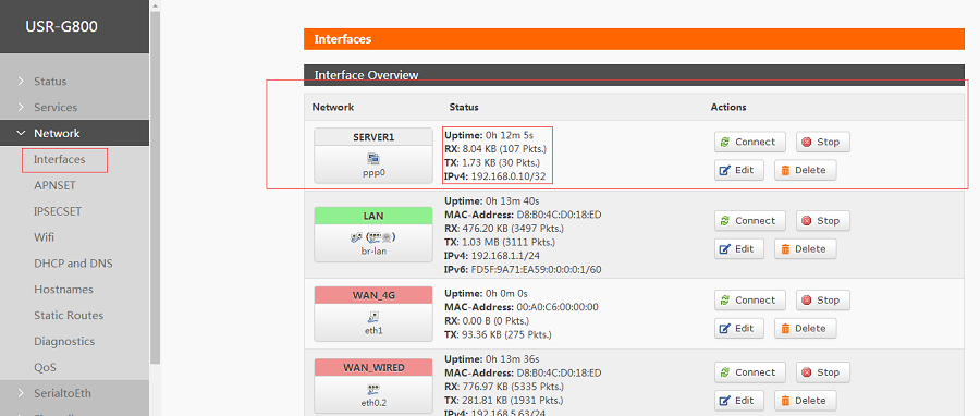 configure G800 Web Server-VPN Server interface