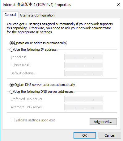 configure G800 Web Server-Configure PC to DHCP mode