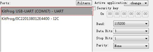 bootloader-host, Select correct COM port and configure baud rate to 115200