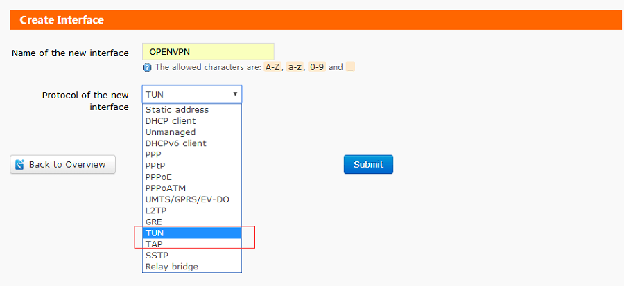 creat interface- OPENVPN Manual of Industrial LTE 4G Router