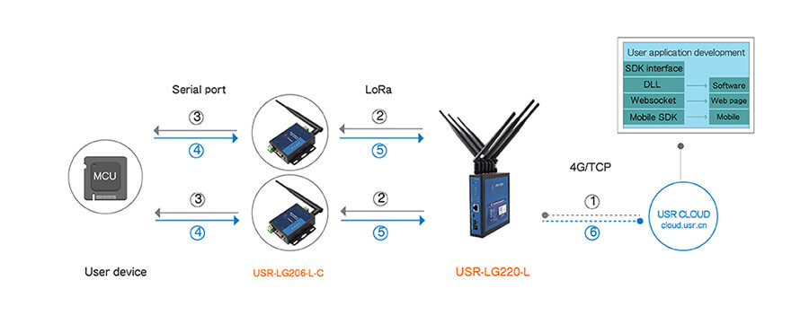  Data transparent transmission mode of LoRa Gateway