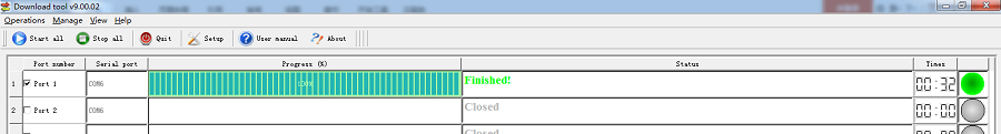 Upgrading GSM Modem Firmware-Click ‘Start all’ to start upgrading