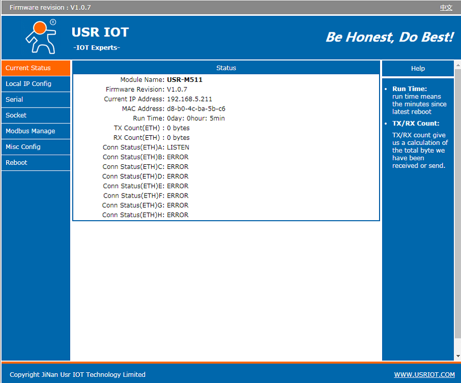 Modbus Gateway configuration