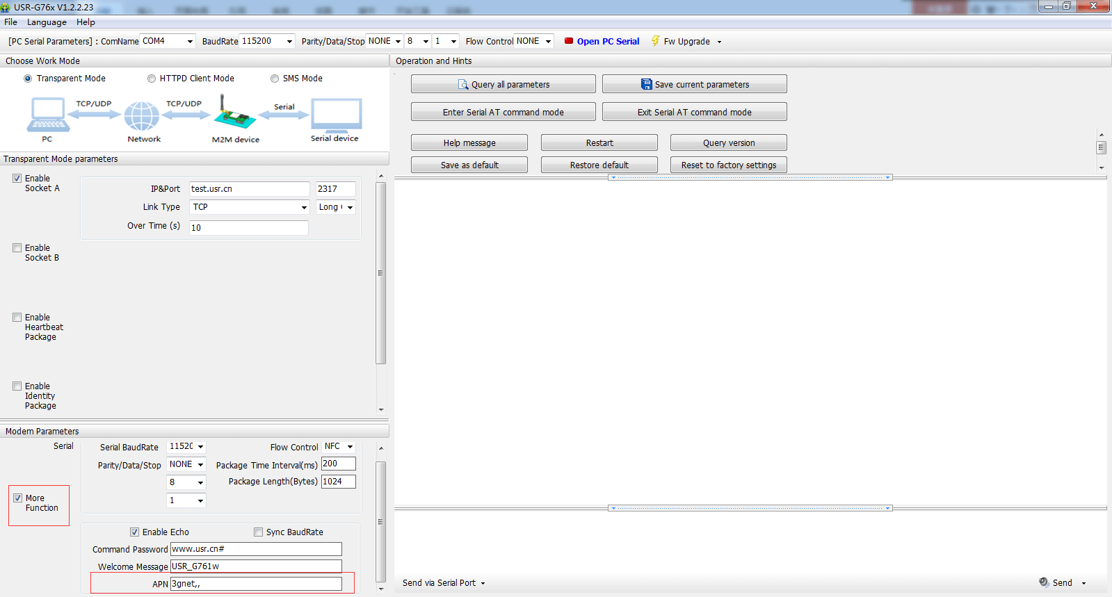  APN setting of Industrial Modem