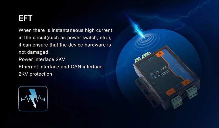 EFT, Feartures of Industrial CAN to Ethernet Converter