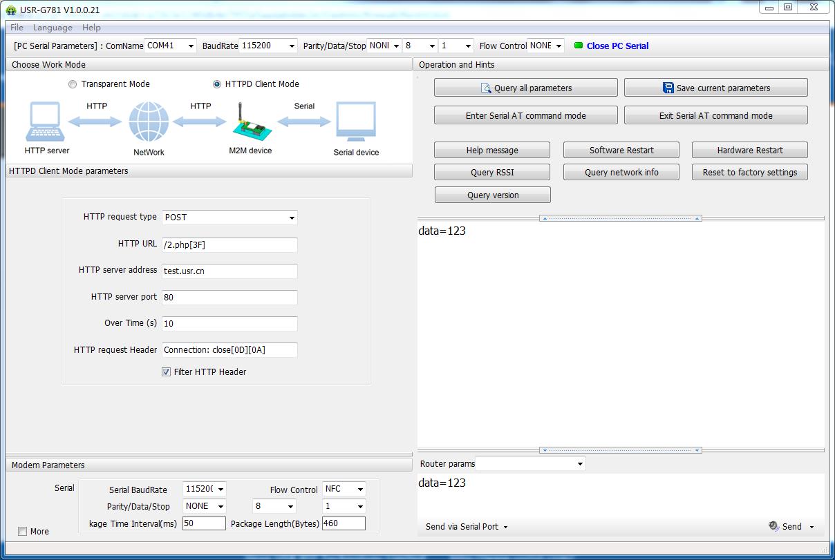 USR-G781 submit data to webpage server in the way of https POST