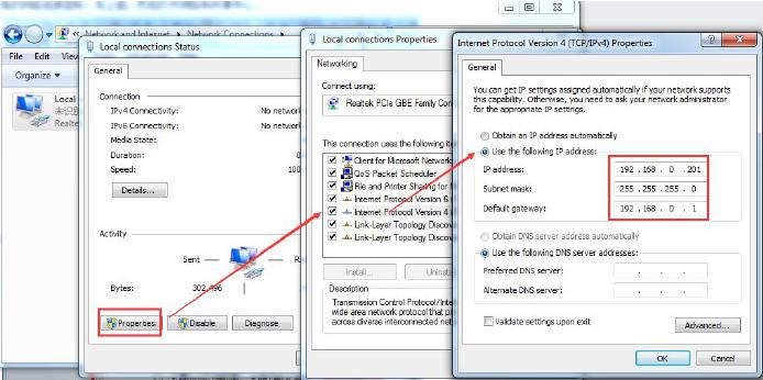 The loopback test of the USR-TCP232-302,setup ip address of pc