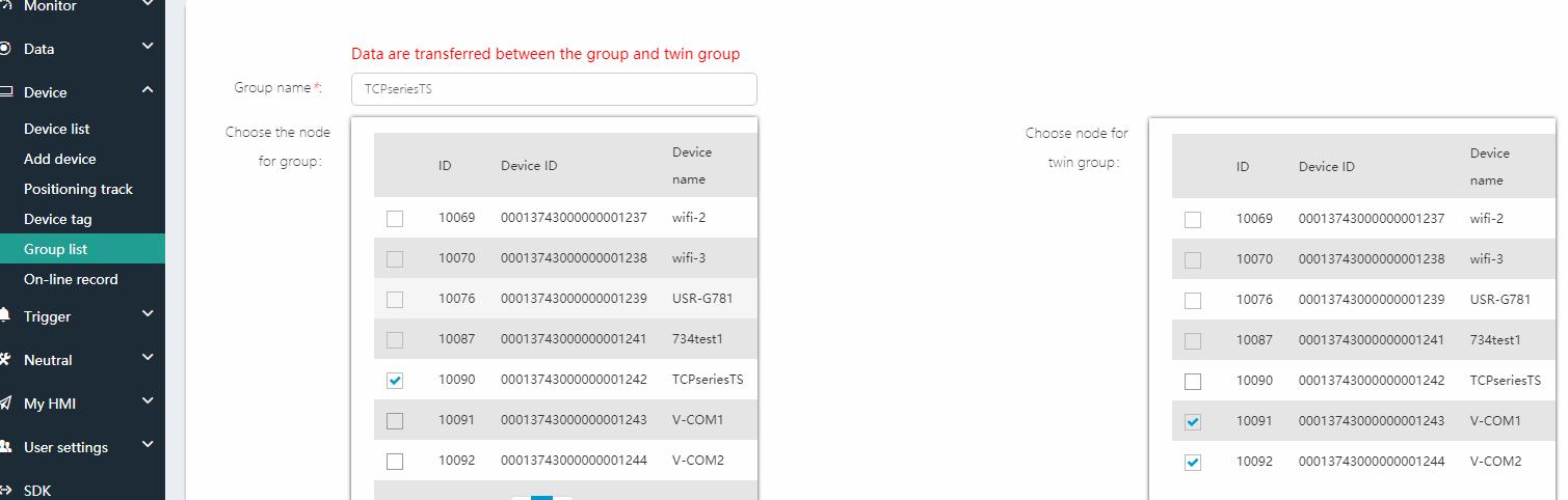 TCP series using USR-cloud transmission data