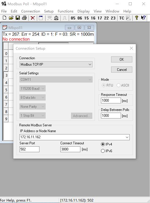 Modbus Gateway M511 Transmission Test, Set modbus slave.exe connect serial port