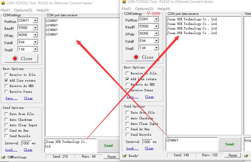 Wifi610 send data to V-COM