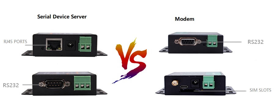 The differance between serial device server and modem