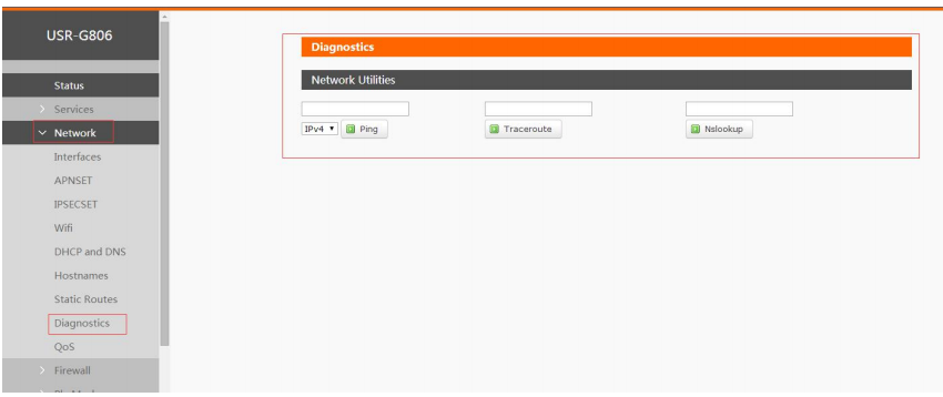 USR-G806 has network diagnosis function by Web Server