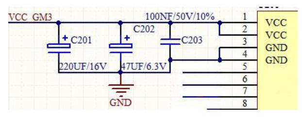 Power interface of gsm module USR-GM3