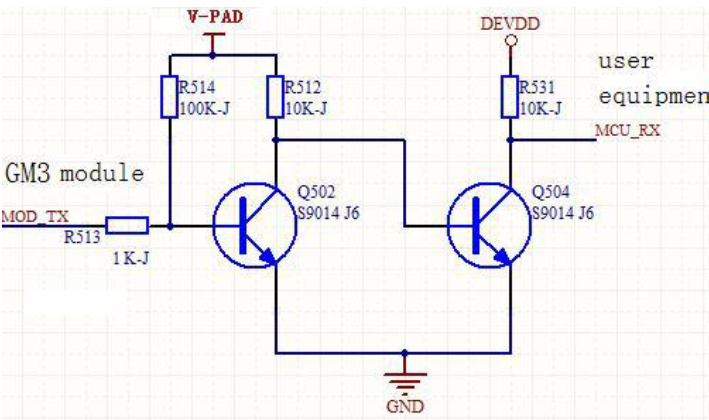 UART interface of gsm module USR-gm3,circuit diagram