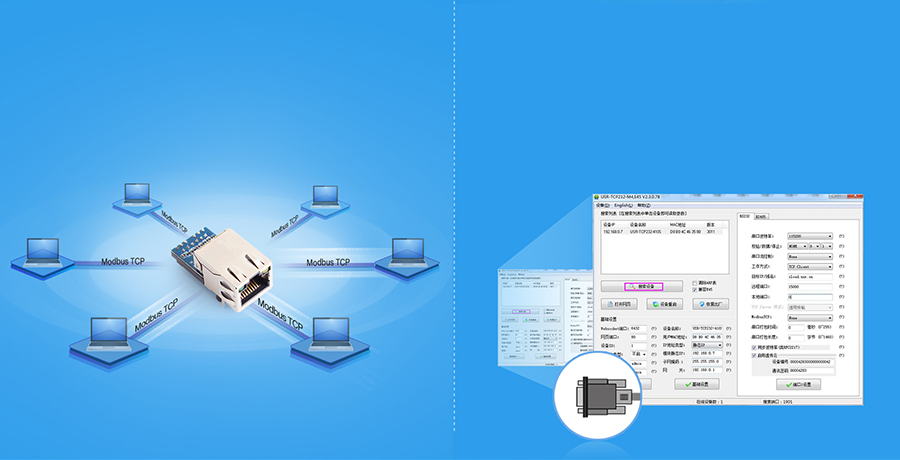 USR-K7 supports modbus gateway, custom build-in web page, web to serial