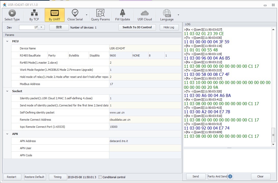   how to connect IO controller usr-io424t-gr to USR Cloud