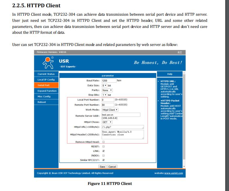 httpsD Client mode of serial device server