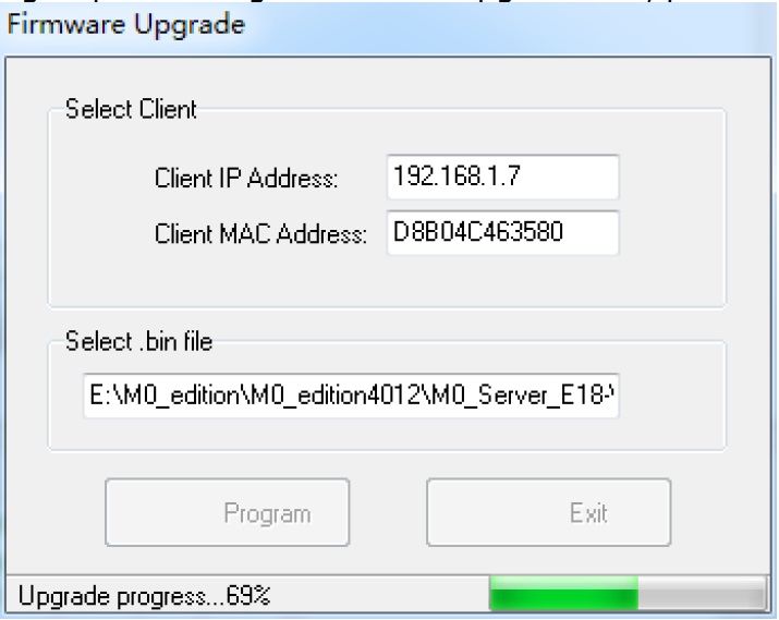 progress bar during the upgrade