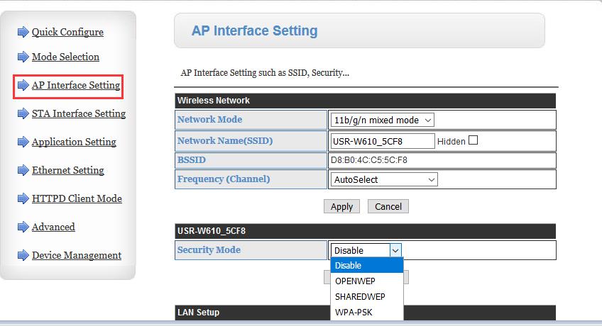 AP Interface Setting