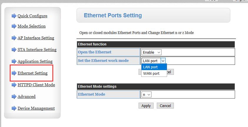 8.Ethernet Setting, W610 has one ethernet port