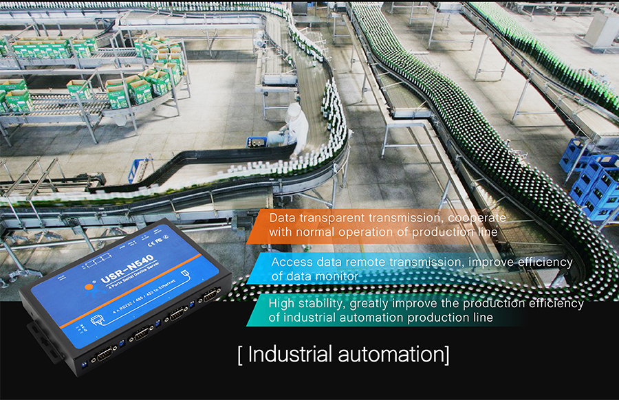  application of USR-N540 Serial to IP converters: industrial automation