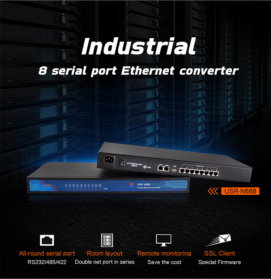 industrial 8 serial port ethernet converter USR-N668