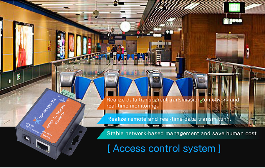 application of ethernet to rs485 converters: access control system