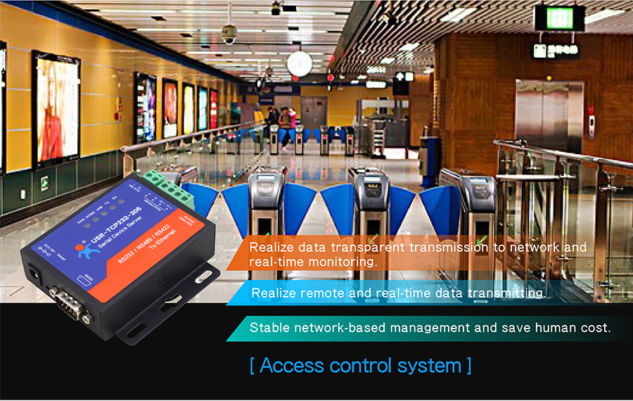 Application Field of Ethernet to serial converter USR-TCP232-306: Access control system