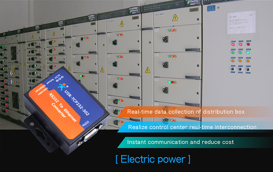 Application field of ethernet to rs232 converter: electric power