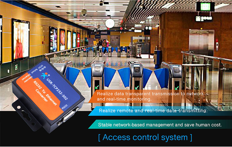 Application field of ethernet to rs232 converter : access control system