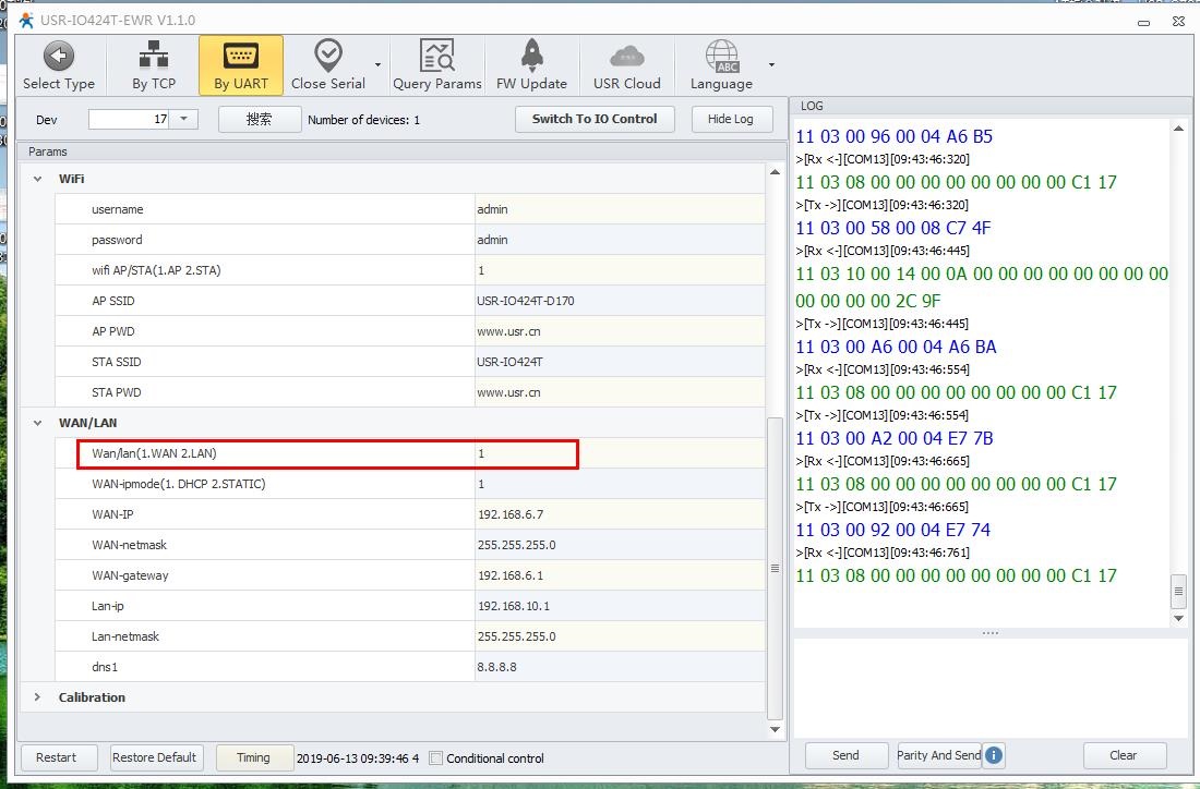 USR-IO424-EWR needs to set the following parameters