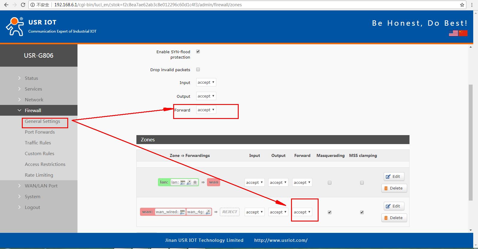  set the parameters of industrial router USR-G806