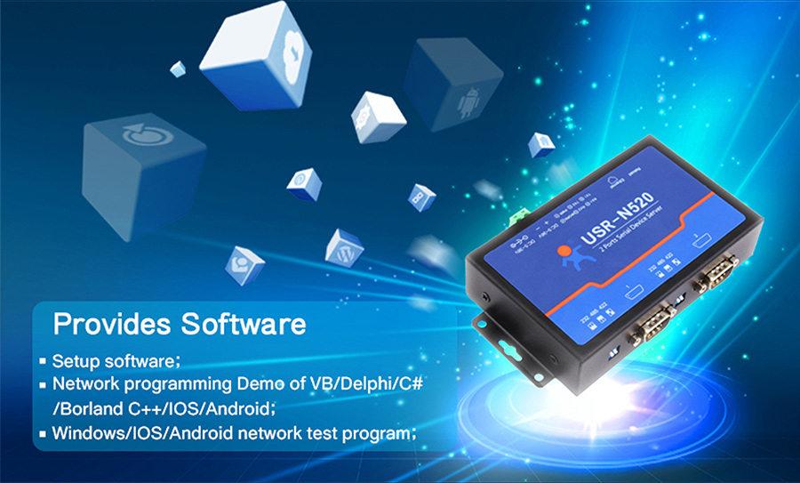 serial to ethernet device servers/serial to rj45 converter/ USR-N520 provides software