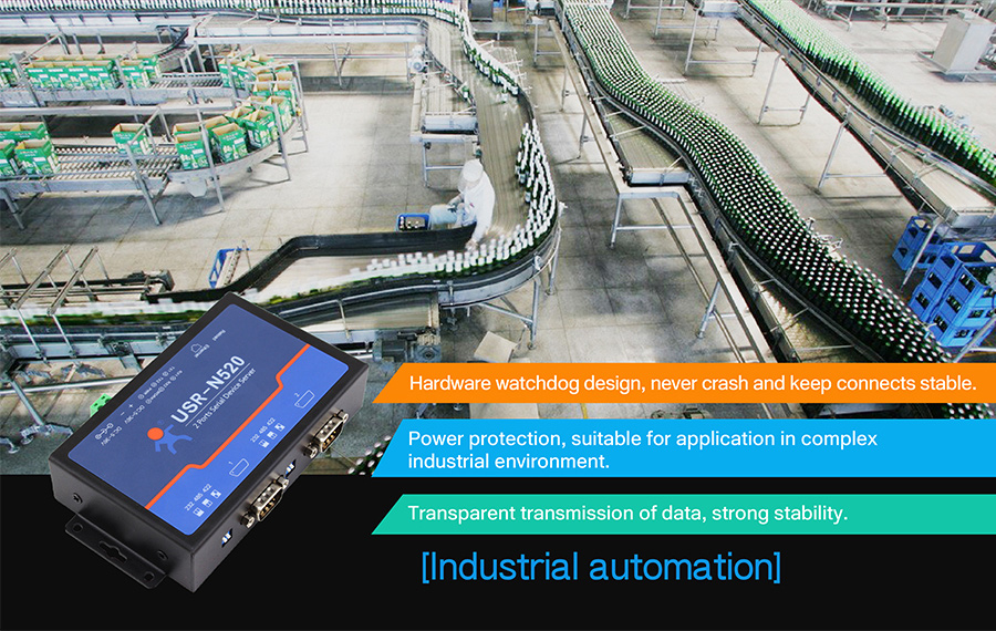 application of rs232 to rs485 converter/serial over ethernet converter USR-N520: industrial automation