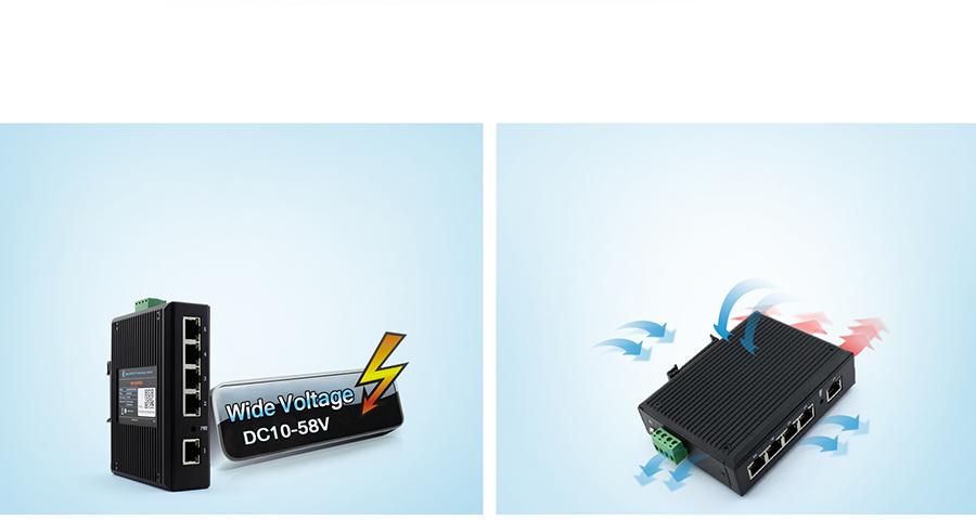 Ethernet switch support Wide Voltage and Natural heat dissipation