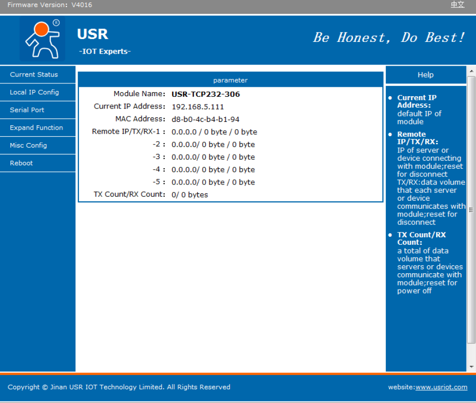 Web server screenshot 