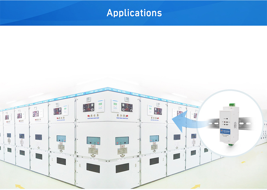 Application of DIN-Rail RS232 serial to Ethernet converter USR-DR301:Power data networking transmission