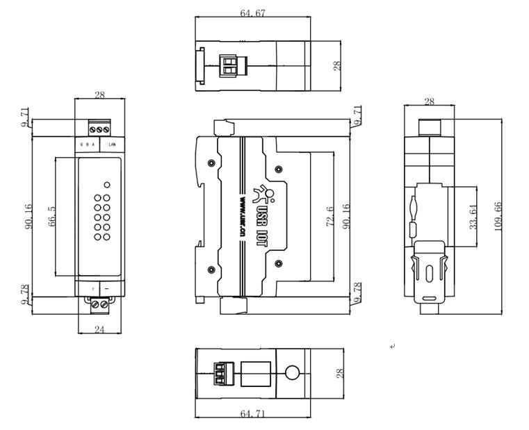 Hardware Parameters of serial to Ethernet converter USR-DR302.jpg