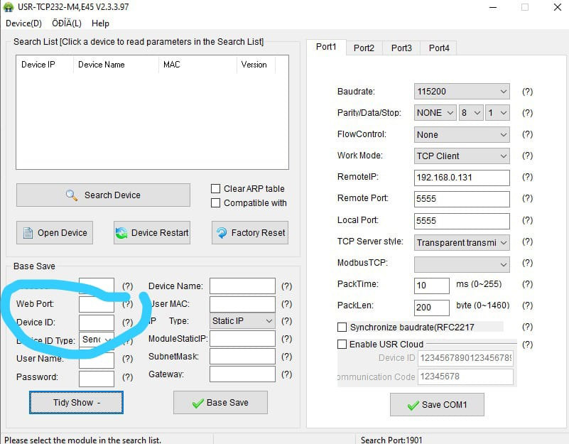 how to configure USR-TCP232-410s with multiple ID slave (serial device)?