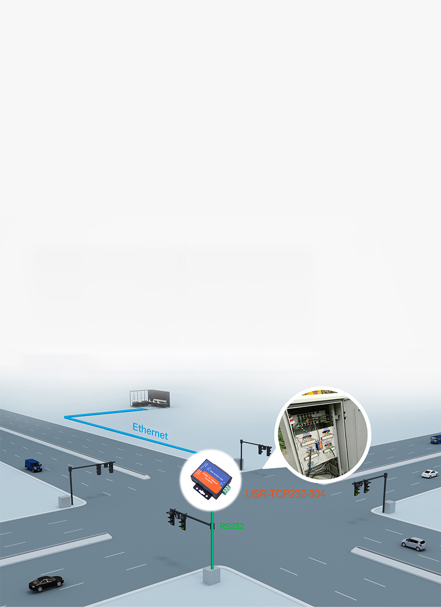application of RS485 to Ethernet converters: Traffic lights management system