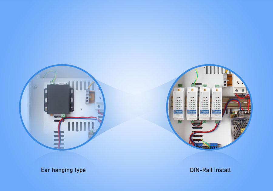 Din rail mounted RS485 industrial modems USR-DR504-G: DIN-rail mounting