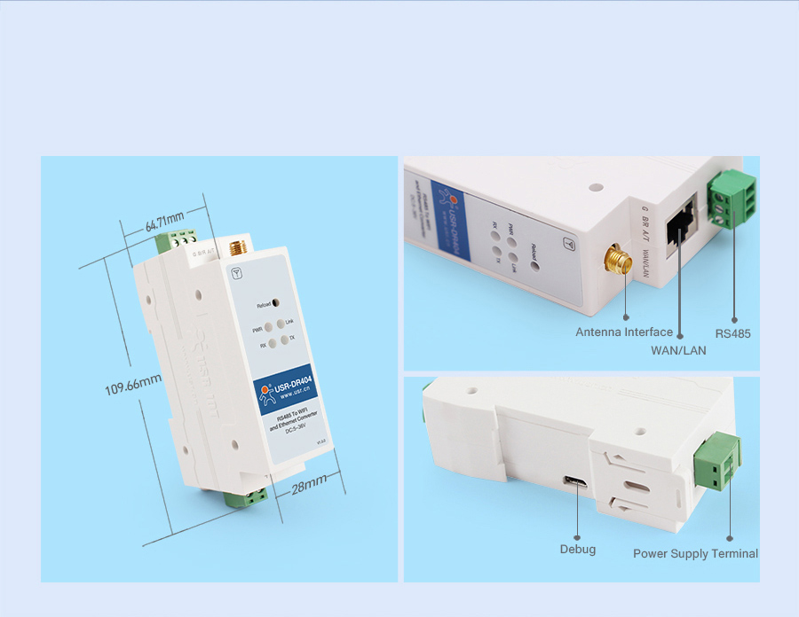 Product Detail Of WIFI serial device server USR-DR404 