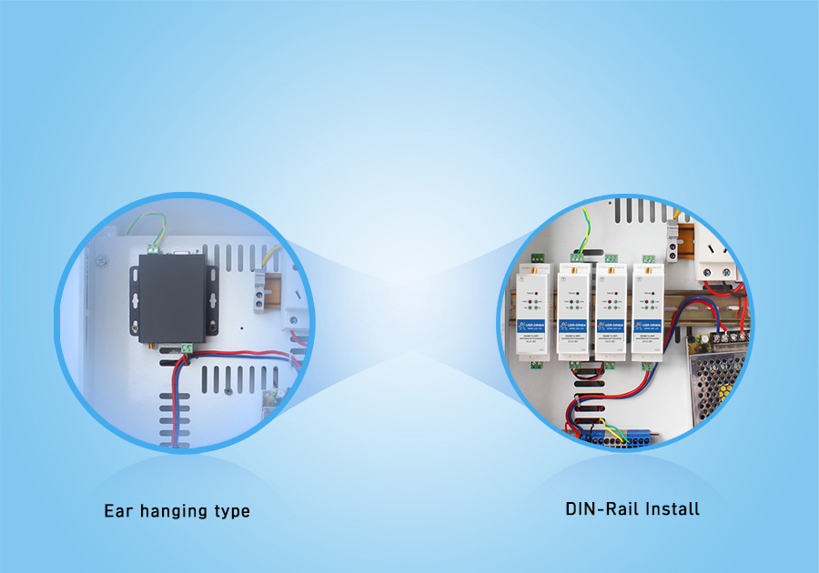 WIFI serial device server USR-DR404 with DIN-Rail Installation design