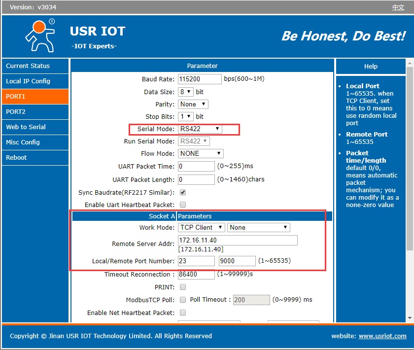 Double client test of serial to ethernet converter