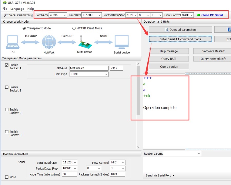 Utility configurations of cellular modem USR-G781