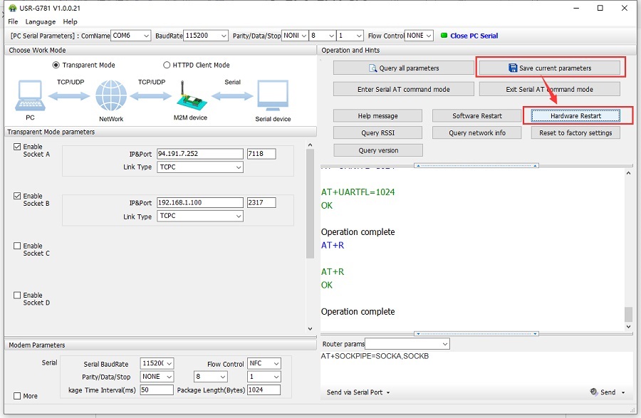 Restart the cellular modem USR-G781