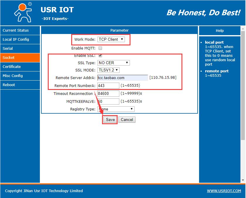 Configure K7 TLS parameters: Configure K7 TLS parameters