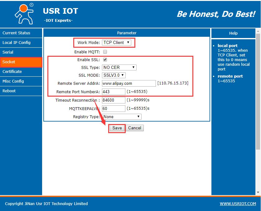 Configure K7 SSL parameters